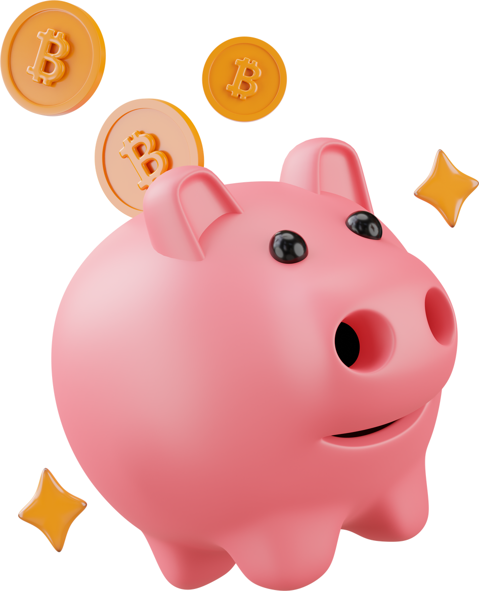 3d piggy bank with cryptocurrency