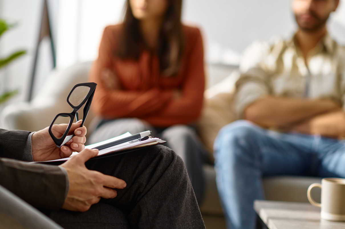 Married Couple Having Psychological Consultation in Office